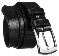 Szeroki, skórzany pasek męski z metalową klamrą - Rovicky 105