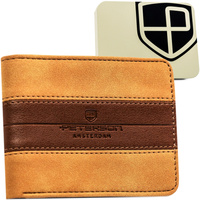 Portfel męski brązowy bez zapięcia ze skóry ekologicznej - Peterson