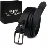 Beltimore skórzany pasek czarny do spodni XXL 130 długi klasyczny elegancki