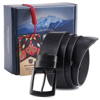 Skórzany pasek z czarną, metalową klamrą - Peterson 95