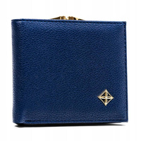 Mały portfel damski ze skóry ekologicznej zamykany zatrzaskiem i biglem - Milano Design