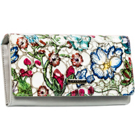 Portfel damski w kwiaty 4U Cavaldi - wielokolorowy, skórzany elegancki