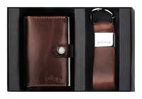 Portfel HIKER  w zestawie z brelokiem ze skóry Nomad brązowy