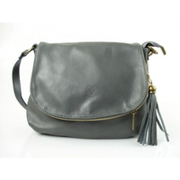 Skórzana listonoszka A5 Vera Pelle chlebak  szara  VP1017GS