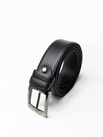 Klasyczny, gładki pasek męski z tradycyjną srebrną klamrą -  Rovicky 105