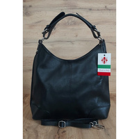 Torebka worek skórzana Vera Pelle, czarna, włoska, pojemna VORX12N