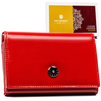 Portfel damski Peterson RFID z naturalnej skóry w kolorze czerwonym