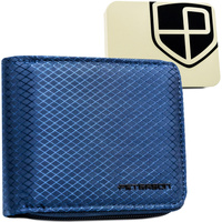 Portfel męski granatowy z geometrycznym wzorem i suwakiem - Peterson