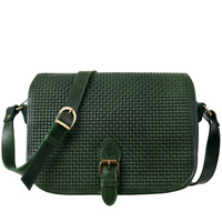 Listonoszka vintage Canaletto z plecionką w kolorze zielonym