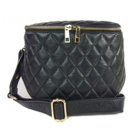 Pikowana listonoszka ,chlebak ,nerka Vera Pelle ,złote okucia szeroki pasek ,pojemna A5 VP591N2P