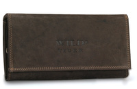 Portfel damski skóra nubuk Wild Tiger - ciemnobrązowy