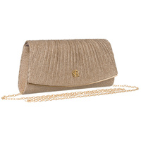 Brokatowa kopertówka damska z tkaniny syntetycznej w kolorze różowego złota - Rovicky