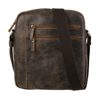 Torba męska skórzana vintage brązowa z regulowanym paskiem