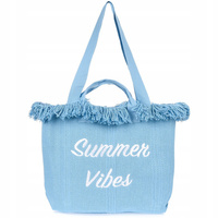 Torba plażowa bawełniana duża na lato rączki suwak