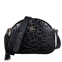 Torebka Canaletto - elegancka czarna skórzana listonoszka z efektem kropli