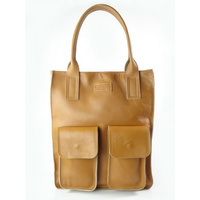 WOREK VERA PELLE KIESZENIE WŁOSKA SKÓRA POJEMNA XXL A4 CAMEL BY44C