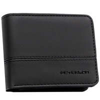 Portfel męski poziomy czarny skórzany z zamkiem na monety - Peterson