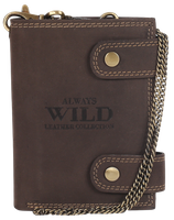 Atrakcyjny, skórzany portfel męski z mosiężnym łańcuchem - Always Wild