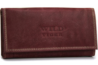 Portfel damski skóra nubuk Wild Tiger - ciemnoczerwony