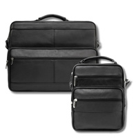 Torba męska skórzana i saszetka - zestaw Abruzzo czarny