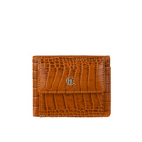 Portfel skórzany Canaletto z krokodylim wzorem, RFID, koniakowy