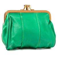 Portmonetka damska w retro stylu, skórzana, zielona, mała