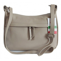 Duża piękna Włoska listonoszka Vera Pelle pojemna klasyczna torebka Beżowa DLK4T