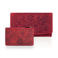 Zestaw prezentowy dla niej portfel damski skórzany T-01-RD i etui skórzane T-51-RD