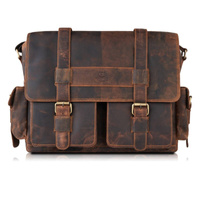 Torba na laptopa skórzana vintage Paolo Peruzzi T-106 brązowa