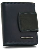 Skórzany portfel damski Bellugio - granatowo-czarny