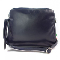 Duża włoska listonoszka trzy komory A5 vera pelle srebrne okucia granatowa VP333BS2