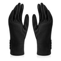 Rękawiczki damskie z guziczkami VELVET czarny