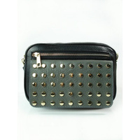 Czarna z szarym duża skórzana listonoszka dżety + złoto Vera Pelle VPX17Ng