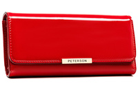 Duży, poziomy portfel damski z lakierowanej skóry ekologicznej - Peterson