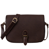 Listonoszka vintage Canaletto z plecionką ze skóry brązowa TD634s228t1