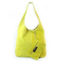 ŻÓŁTY ZAMSZOWY WOREK SHOPPER BAG WŁOSKA SKÓRZANA TORBA XL A4   W456GL