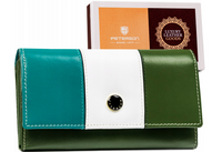 Wielokolorowy, skórzany portfel damski na zatrzask - Peterson