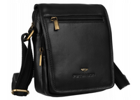 Skórzana listonoszka męska z zewnętrzną kieszenią na suwak — Peterson