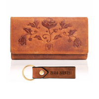 Zestaw prezentowy dla kobiet ZUP-95-OR portfel damski skórzany T-05-OR breloczek vintage T-87-HOR