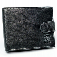 Skórzany portfel męski na zatrzask z zasuwanym schowkiem - Always Wild