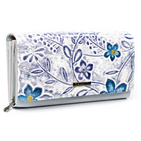 Portfel damski z kwiatowym wzorem - skóra naturalna i ekologiczna