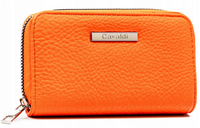 Średni portfel damski ze skóry ekologicznej o groszkowej fakturze - 4U Cavaldi