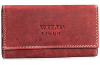 Portfel damski skóra nubuk Wild Tiger - czerwony