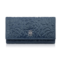 Duy portfel damski skórzany z toczeniem w kwiaty granatowy Paolo Peruzzi AL-14-NV