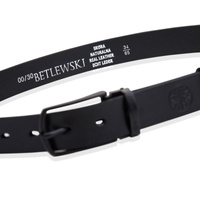 Skórzany pasek CRUSH czarny 120-135-cm