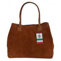 Duża włoska torba XL- A4 , worek na ramię , zamsz naturalny Vera Pelle ,Camel  WGXL5C