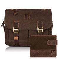 Zestaw torba męska na ramię i skórzany portfel Paolo Peruzzi