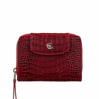 Portfel damski Canaletto z krokodylim wzorem i RFID w bordowym kolorze